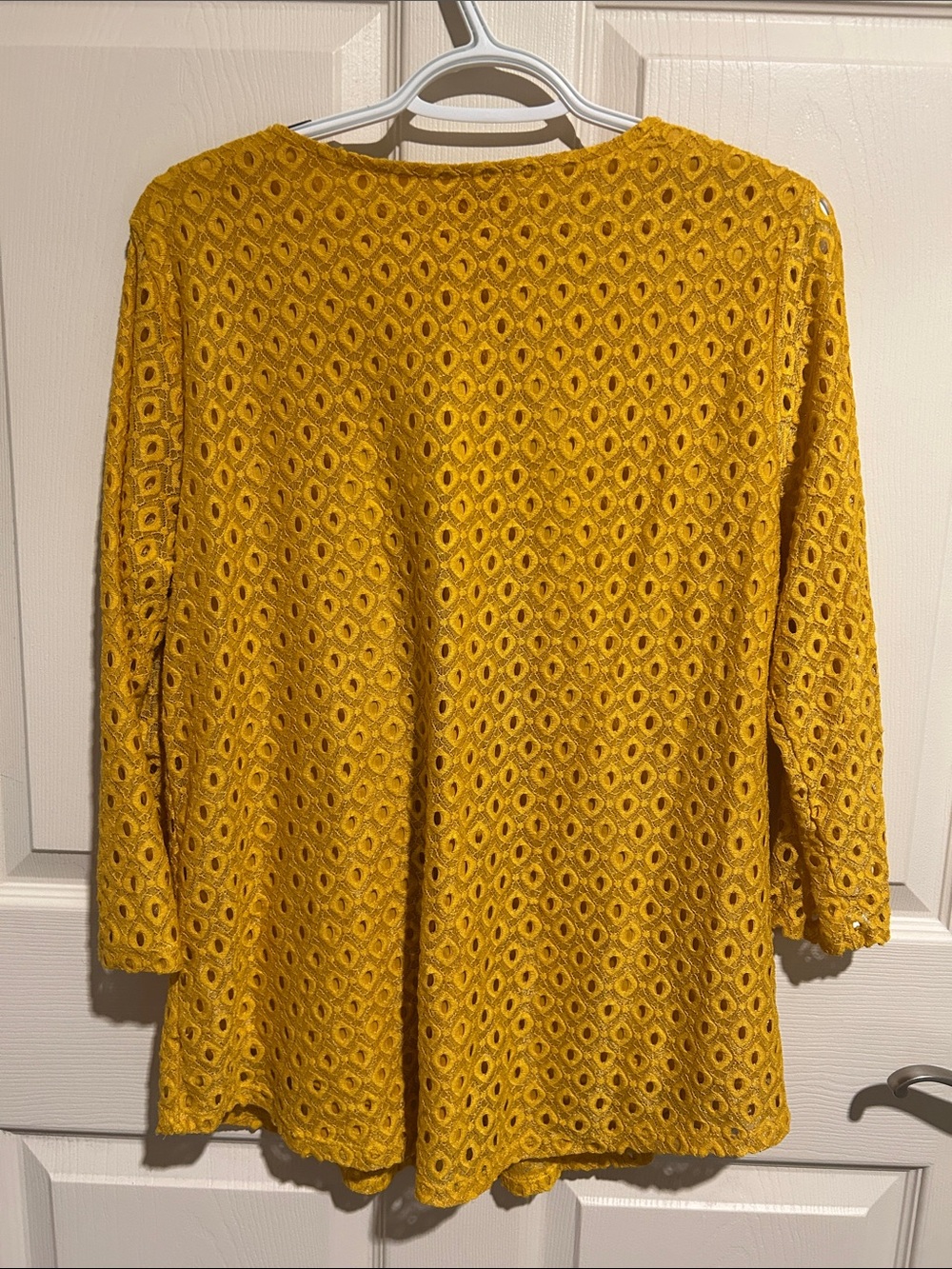 Ruby Rd. Mustard Crochet Lace Keyhole Tunic - Picture 3 of 5